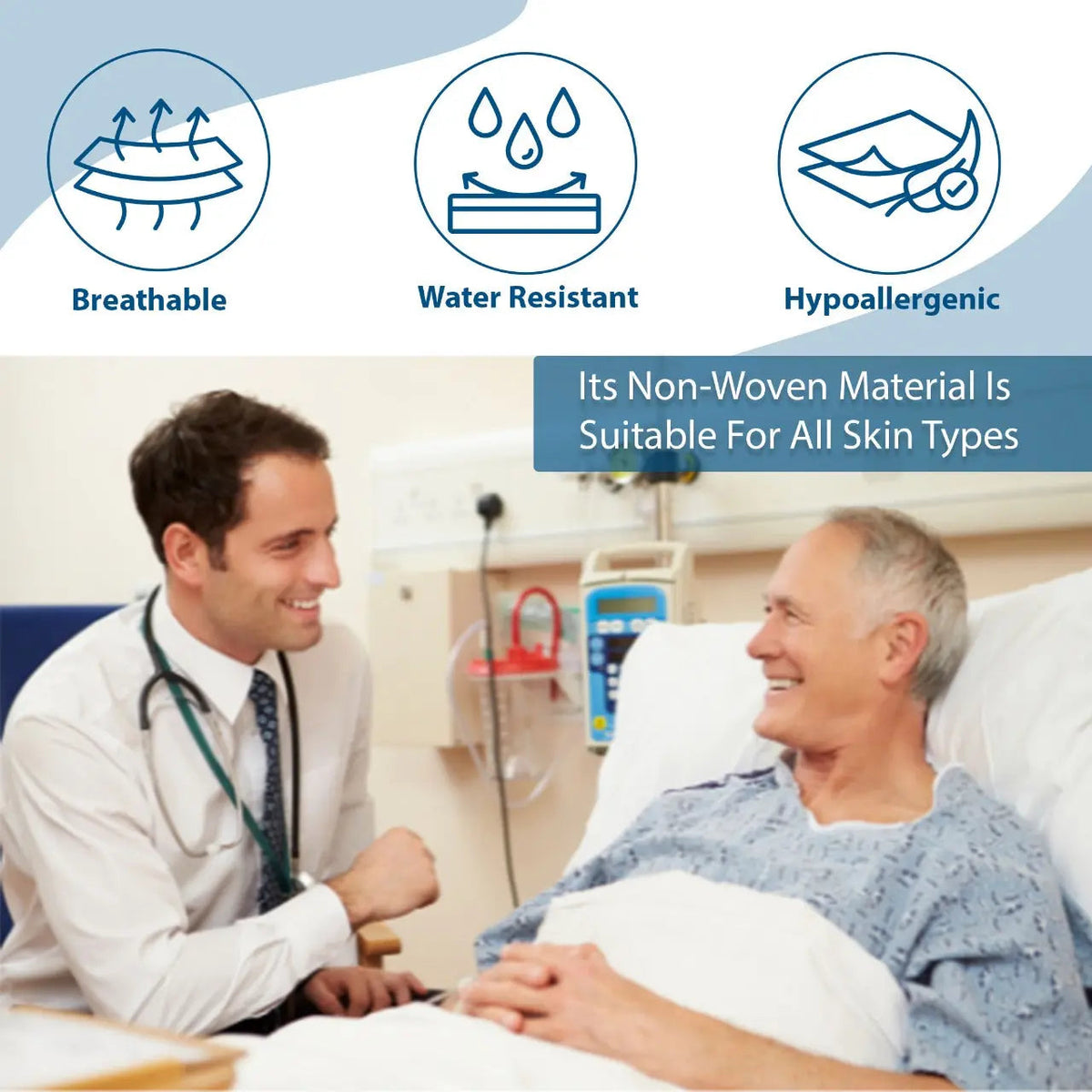 Disposable Non-Woven Bed Sheets 140cm x 229cm, pack of 50 - white hygiene bedsheets for clinics | Arian Medical
