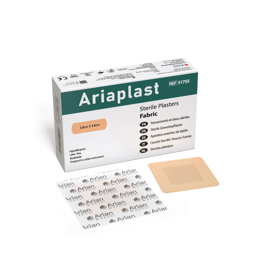 Sterile Fabric First Aid Plasters Pack of 100 – Breathable Adhesive Wound Care Dressings | Hypoallergenic | AriaPlast