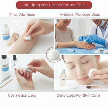 Natural Cotton Wool Balls Pack of 1200 – Soft Absorbent Cotton Balls for Makeup Removal, Baby Care, Skincare & First Aid