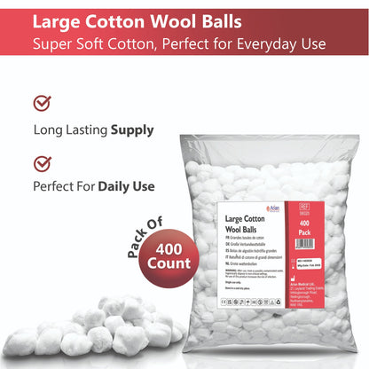 Natural Cotton Wool Balls Pack of 1200 – Soft Absorbent Cotton Balls for Makeup Removal, Baby Care, Skincare & First Aid