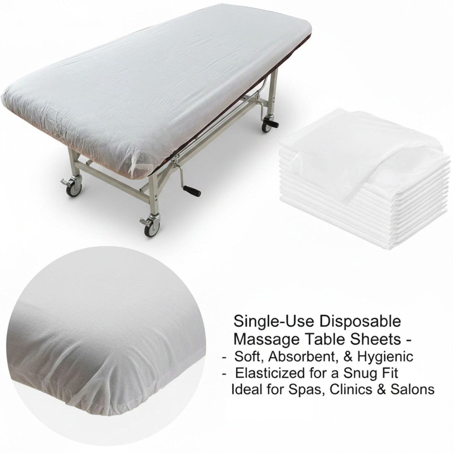 Disposable Massage Table Sheets – Non-Woven Fitted Couch Covers for Massage, Beauty Therapy, Spa & Clinics