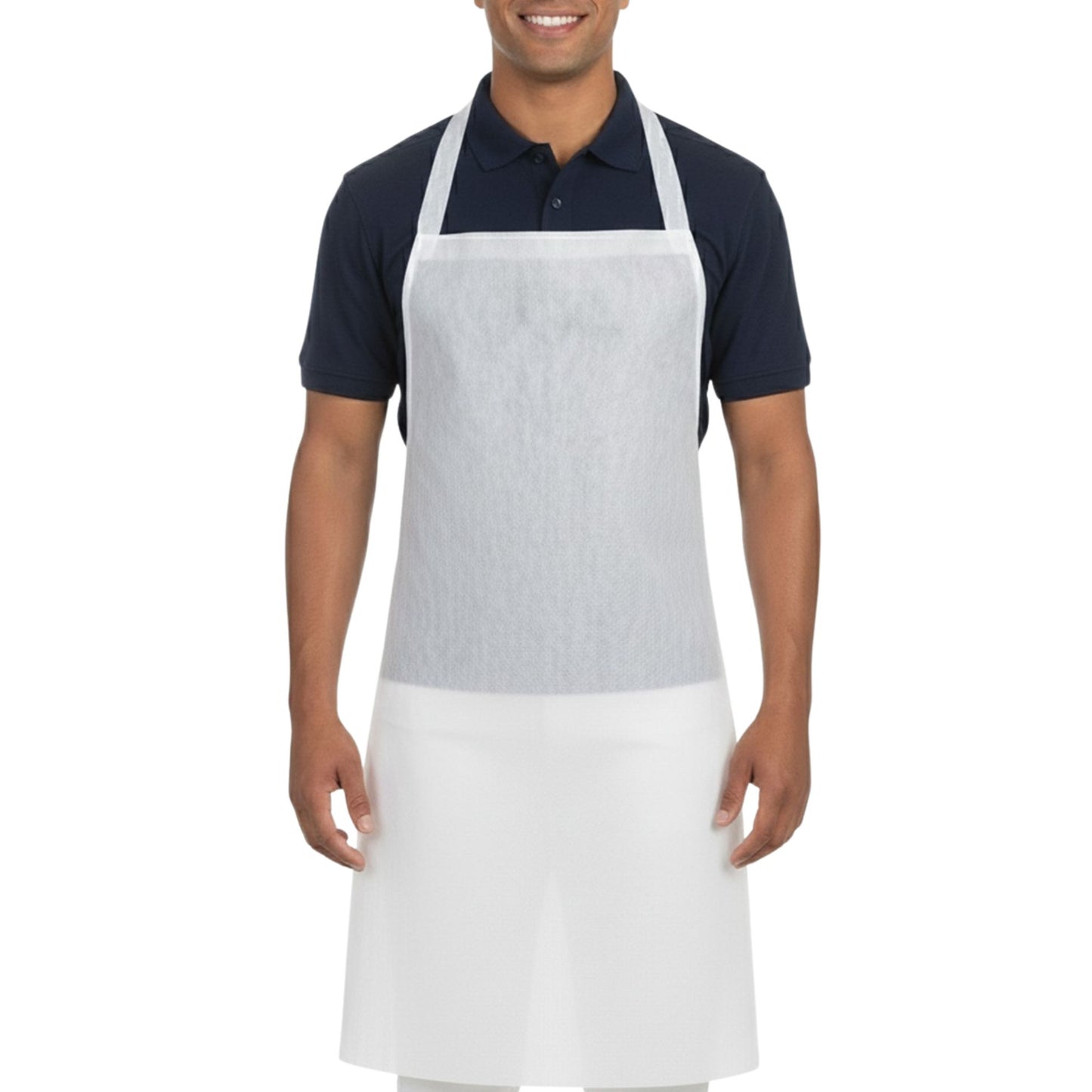 Disposable White Waterproof Aprons Pack of 100 – Non-Woven PE Protective Aprons for Catering, Medical & Food Prep
