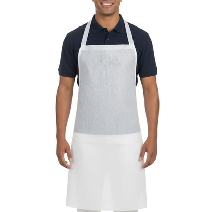 Disposable White Waterproof Aprons Pack of 100 – Non-Woven PE Protective Aprons for Catering, Medical & Food Prep