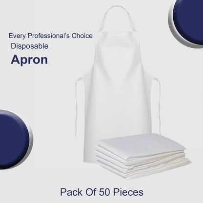 Disposable White Waterproof Aprons Pack of 100 – Non-Woven PE Protective Aprons for Catering, Medical & Food Prep