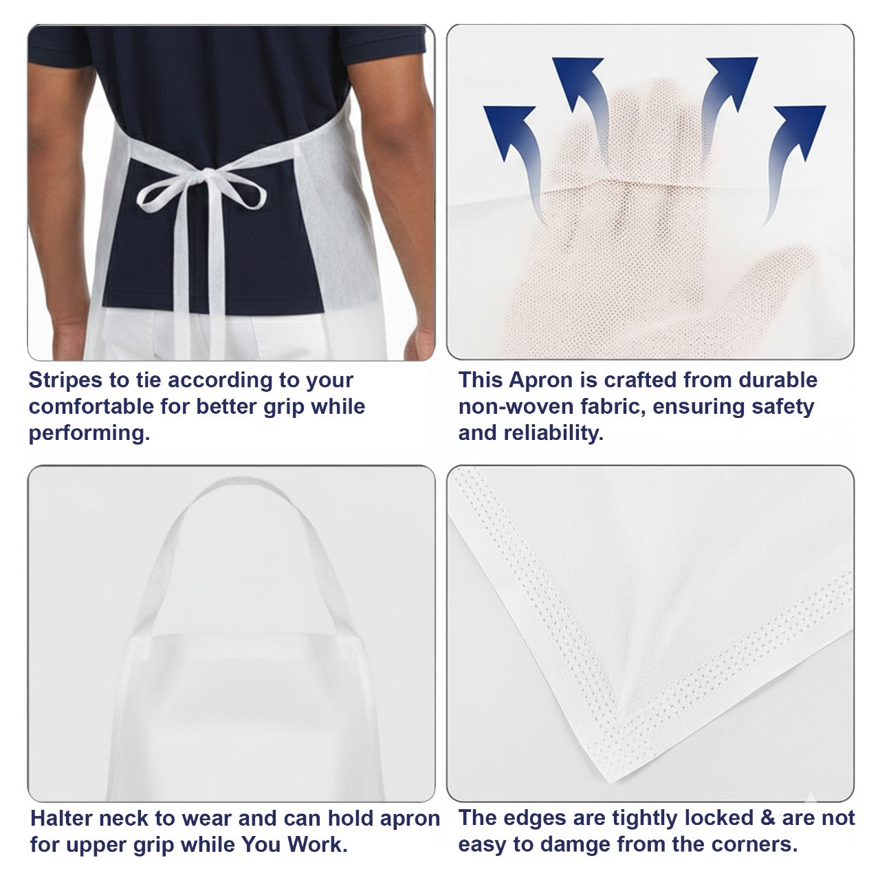 Disposable White Waterproof Aprons Pack of 100 – Non-Woven PE Protective Aprons for Catering, Medical & Food Prep