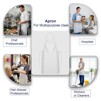Disposable White Waterproof Aprons Pack of 100 – Non-Woven PE Protective Aprons for Catering, Medical & Food Prep