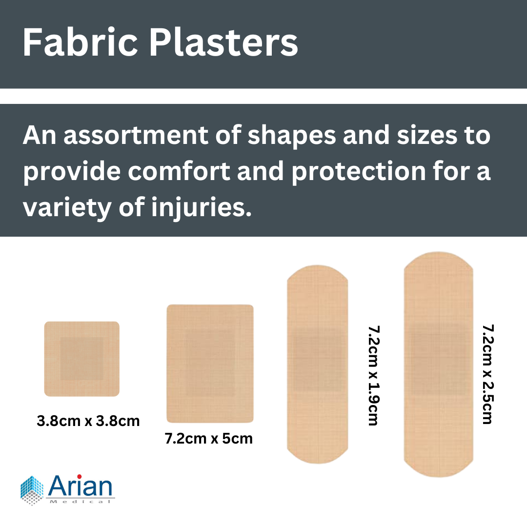 Sterile Fabric First Aid Plasters Pack of 100 – Breathable Adhesive Wound Care Dressings | Hypoallergenic | AriaPlast
