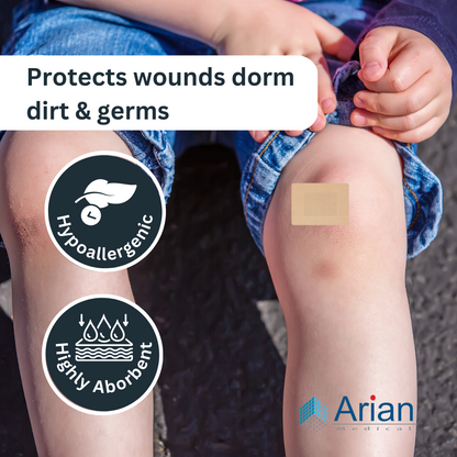 Sterile Fabric First Aid Plasters Pack of 100 – Breathable Adhesive Wound Care Dressings | Hypoallergenic | AriaPlast