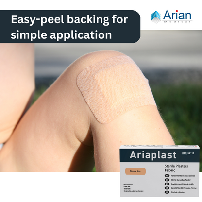 Sterile Fabric First Aid Plasters Pack of 100 – Breathable Adhesive Wound Care Dressings | Hypoallergenic | AriaPlast