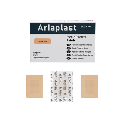 Sterile Fabric First Aid Plasters Pack of 100 – Breathable Adhesive Wound Care Dressings | Hypoallergenic | AriaPlast