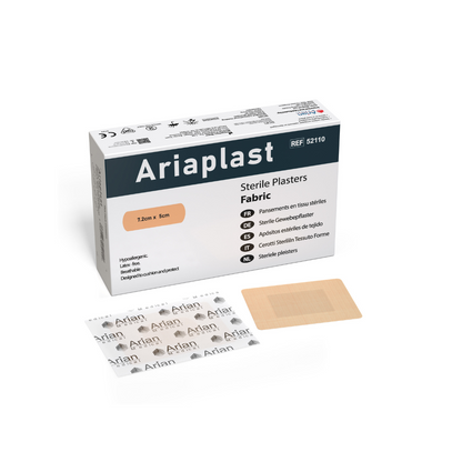 Sterile Fabric First Aid Plasters Pack of 100 – Breathable Adhesive Wound Care Dressings | Hypoallergenic | AriaPlast